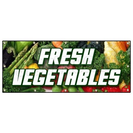 SIGNMISSION FRESH VEGETABLES BANNER SIGN produce farmer market picked veg organic B-120 Fresh Vegetables